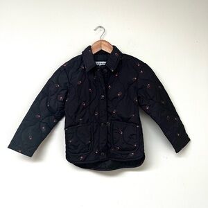 Old Navy Girls Black Floral Quilted Jacket Size Small (6/7)